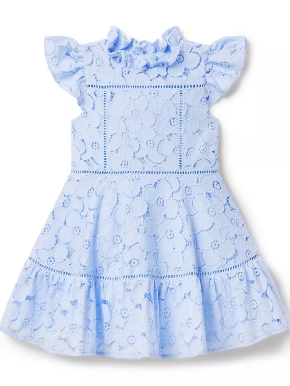 Janie and Jack Toddler's Unicorn Blue Floral Lace Ruffle Dress Size 5T